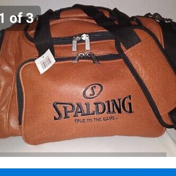 BRAND NEW RARE!!!  ACTUAL BASKETBALL 🏀 LEATHER ON A GYM BAG - Picture 2 of 7